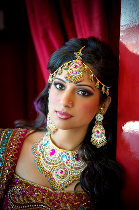 Image of a beautiful Indian bride traditionally attired